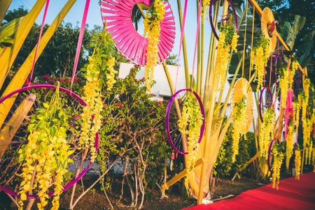 Photo of funky mehendi decor theme