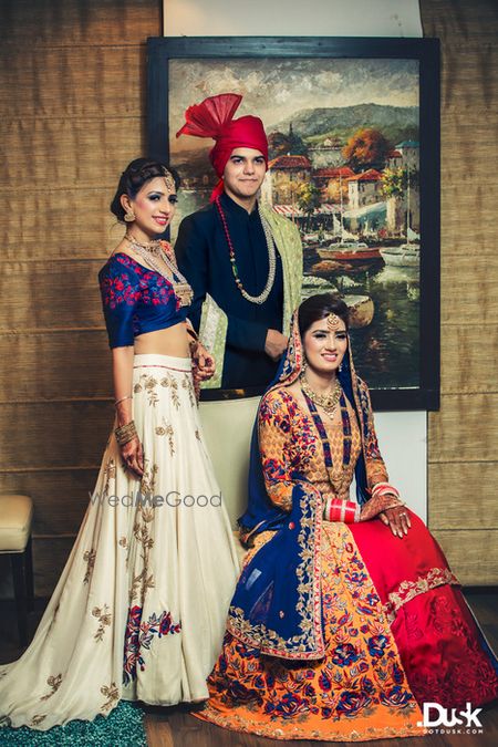 Photo of blue and white lehenga