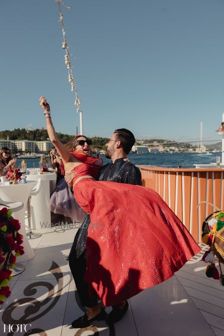 Photo of happy bride shot on a cruise