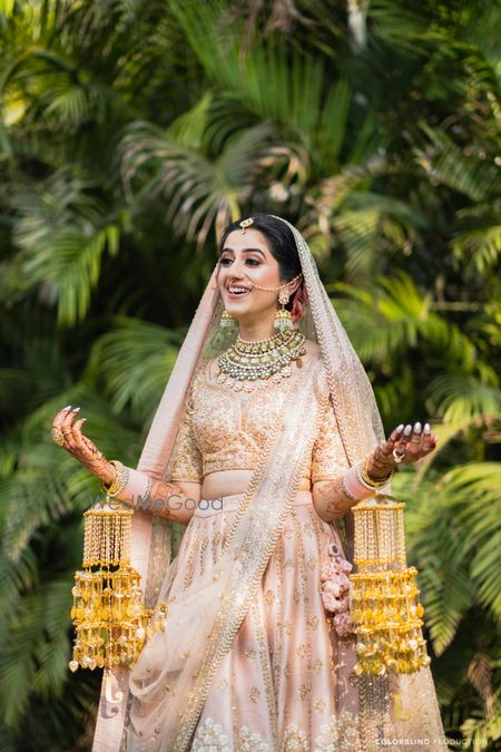 Photo of A beautiful candid bridal shot.