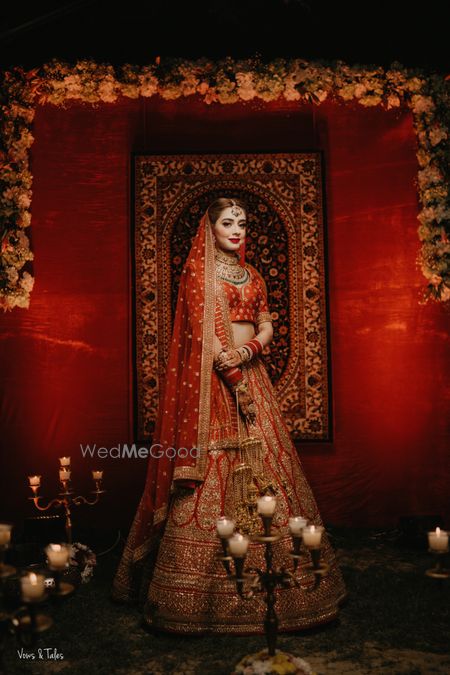 Photo of Bride in a red Sabyasachi lehenga