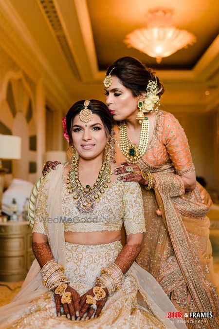 Photo of A mother-daughter portrait on wedding day