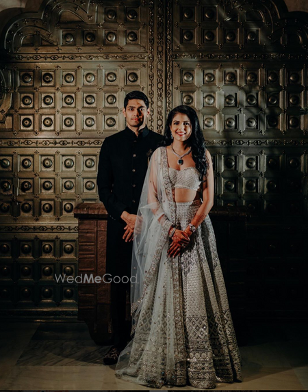 Photo of Couple in gorgeous outfits on sangeet