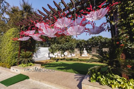 Photo of Upside down hanging umbrellas in entrance decor