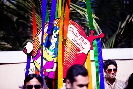 Photo of Props in a baarat . Baarat had streamers with graphic posters