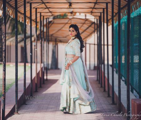 Photo of pale blue lehenga