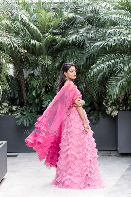 Photo of Light pink ruffled lehenga for mehendi