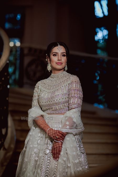 Photo of Bride wearing a silver lehenga