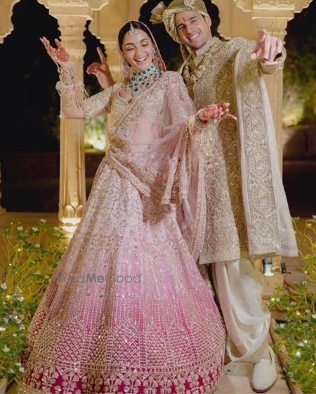 Photo of kiara advani in pastel pink ombre lehenga by manish malhotra