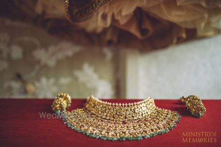 Photo of Bridal choker with green beads on display