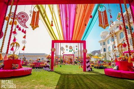 Photo of Happy mehendi decor idea with hanging dreamcatchers