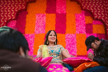 Photo of Hot pink and orange floral wall