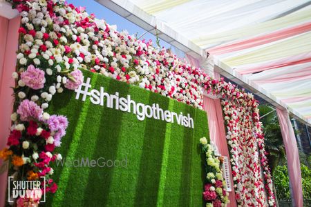 Photo of Wedding hashtag in decor