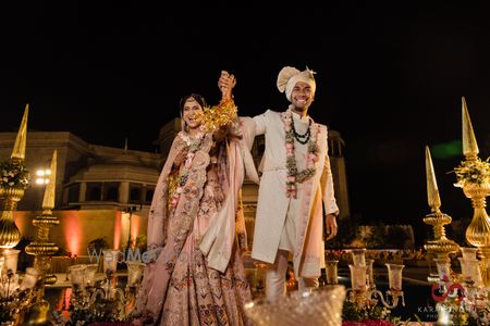 Photo of Cute couple shot during varmala