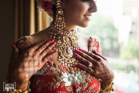 Photo of Unique bridal necklace with polki