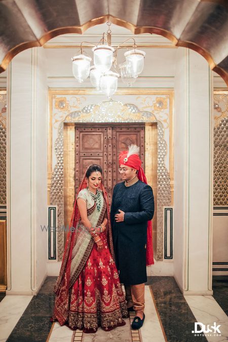 Wedding Photoshoot & Poses Photo blue and red lehenga