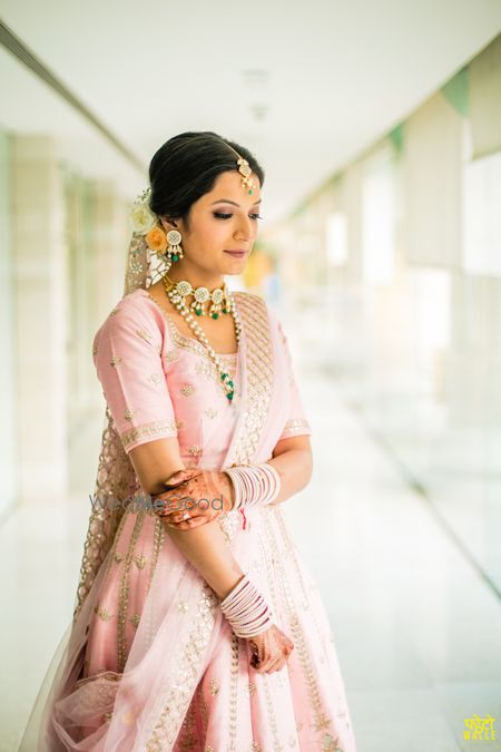 Photo of Bride in a Pastel lehenga