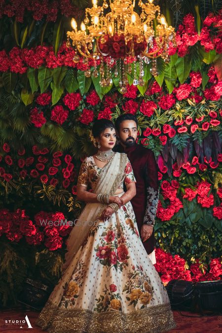 Photo of Reception floral sabya lehenga