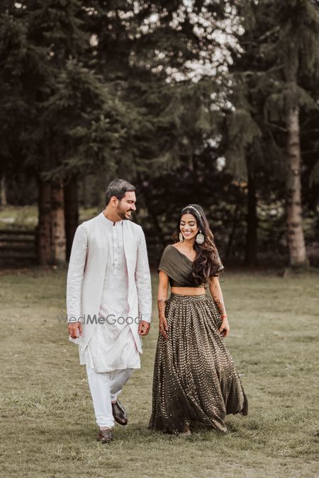 Photo of olive green mehendi lehenga bridal look