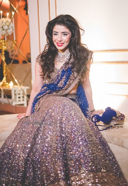 Photo of blue engagement lehenga