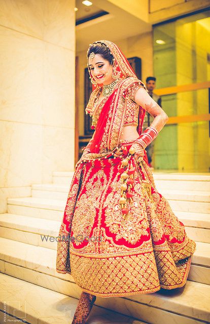 Photo of red bridal lehenga