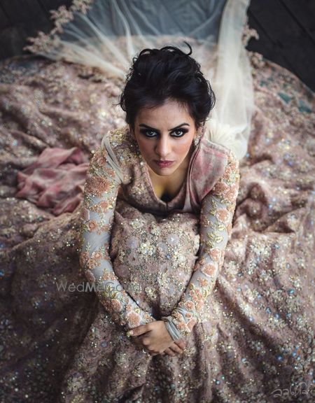 Photo of Sabyasachi bride with lehenga all flared out