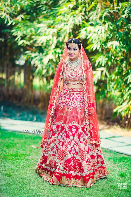 Photo of Offbeat red koesch bridal lehenga