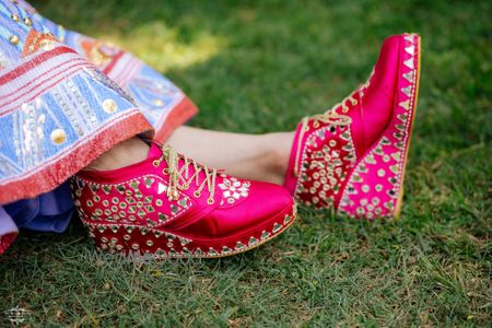 Photo of unique embellished bridal shoes for mehendi or wedding