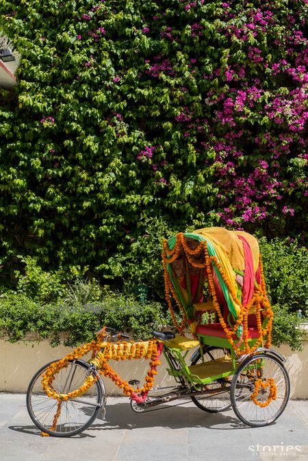 Photo of rickshaw prop on mehendi decor