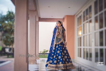 Photo of Offbeat bridal lehenga in blue Sabyasachi