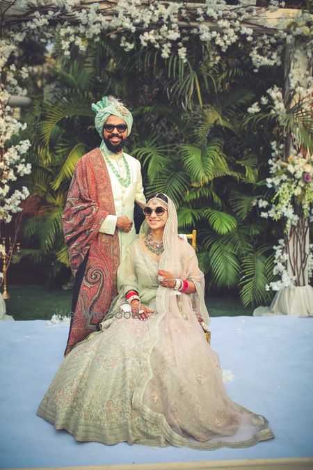 Photo of Cute couple portrait at their wedding