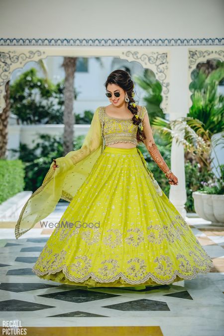 Photo of Lime green anushree reddy lehenga for mehendi