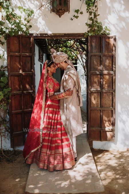 Photo of wedding day couple shot