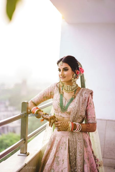 Photo of Pretty modern bride pastel lehenga