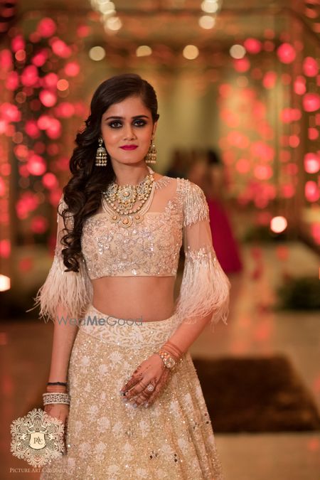 Photo of Engagement bridal look with fringed blouse from Manish malhotra