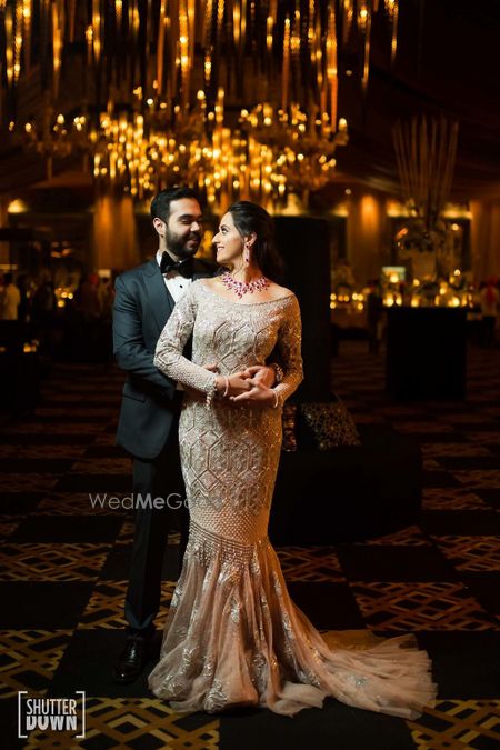 Photo of Silver cocktail gown with train