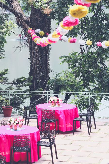 Photo of Bright pink mehendi decor