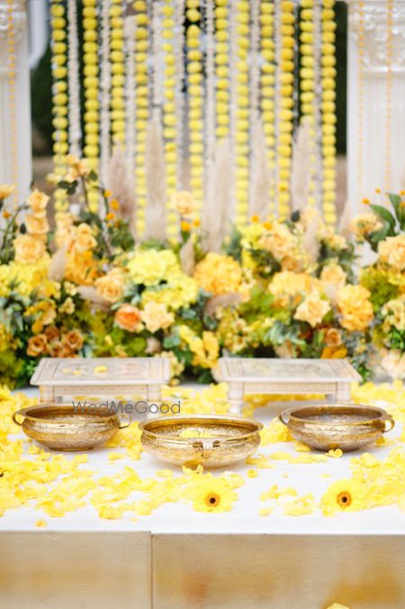 Photo of haldi decoration with seating inspiration