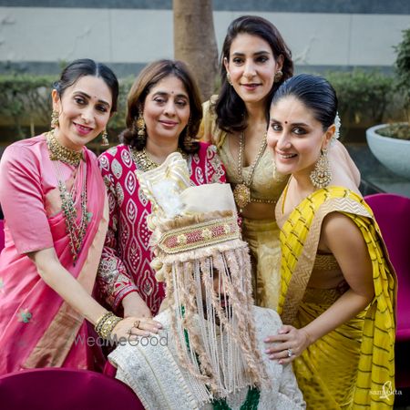 Photo of Groom with his sisters karishma kapoor and kareena kapoor