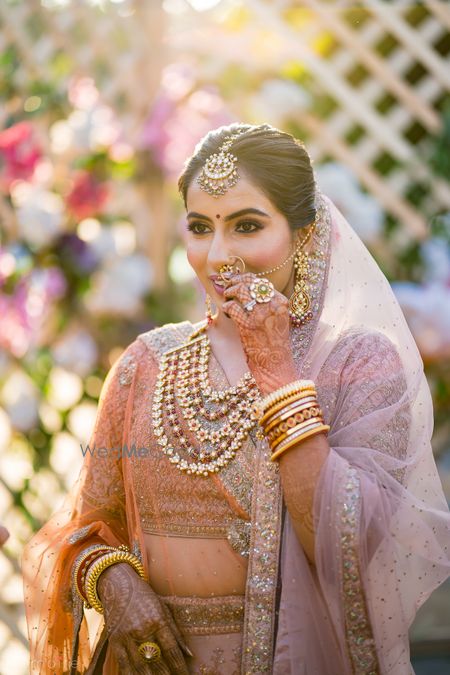 Photo of bridal jewellery ideas with a peach lehenga