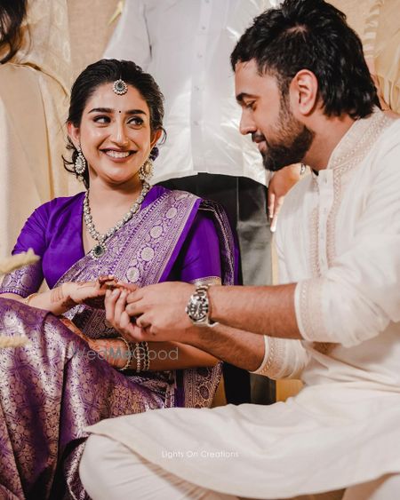 Photo of Couple portrait at a south Indian engagement