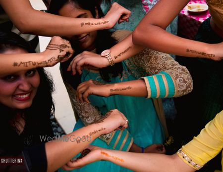 Photo of Wedding hashtag in bridesmaid mehendi