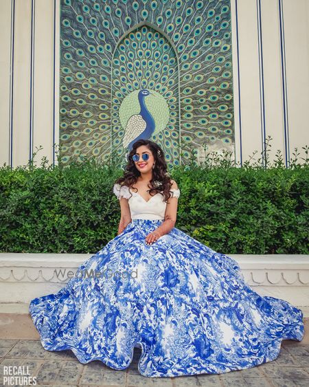 Photo of Floral print lehenga with white top for pool party