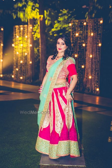 Photo of hot pink and mint lehenga