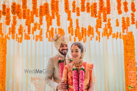 Photo of South indian couple portrait mandap photo