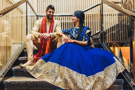 Photo of Blue Sabyasachi sequin work lehenga for sangeet