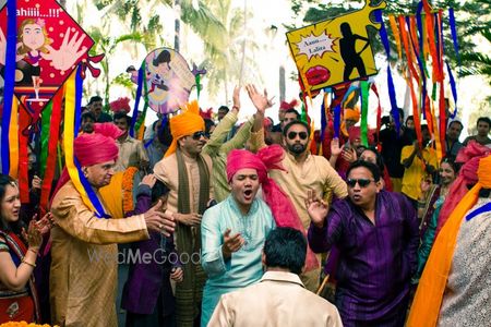 Photo of baraat with crazy posters