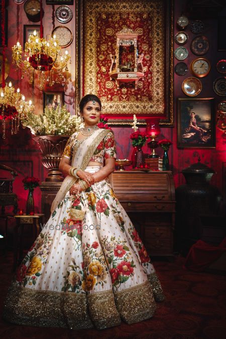 Photo of Floral print sabyasachi lehenga