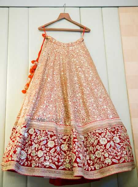 Photo of peach bridal lehenga