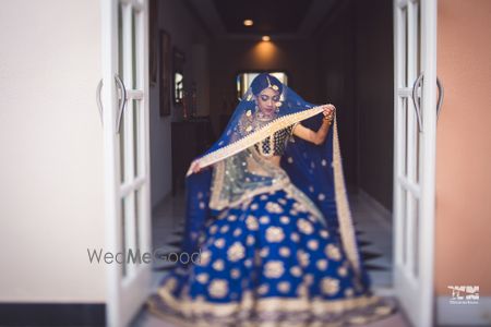 Photo of Bridal portrait pose in blue lehenga